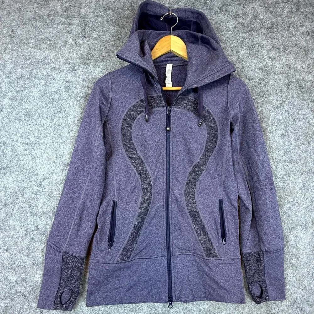 Lululemon Athletica Stride Jacket Womens 6 Heather Purple Stretch Logo Full Zip